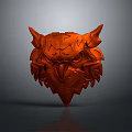 Orange Owl 3D Model with Angular Structure and Decorative Design on Gray Gradient Background