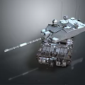 Modern Military Tank with Long Cannon Turret Heavy Duty Tracks and Mounted Antennas
