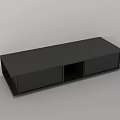 Sleek Black TV Stand With Two Closed Cabinets And Central Open Compartment 3d model