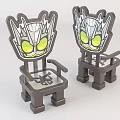 Fun Creative Children's Chairs With Cartoon Green Eyes Design And Gray Frame