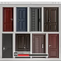 Various Security Doors with Multiple Designs and Colors for Home Safety 3d model