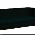 Elegant Green Two Seater Sofa With Diamond Tufted Backrest And Golden Base Frame 3d model