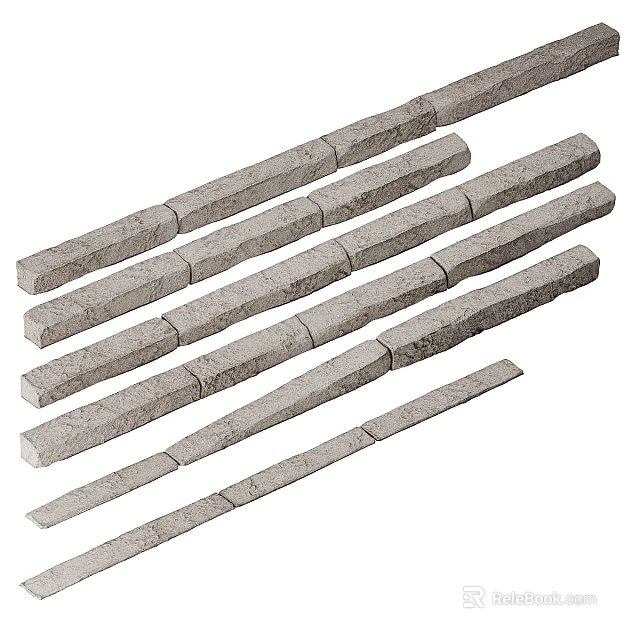 Natural Gray Stone Strips For Decorative Building And Landscaping Projects 3d model