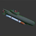 Modern Gray Military Submarine Featuring Missile And Blue Light Structure