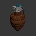 Military Hand Grenade Weapon Design With Green Fuse And Brown Textured Body