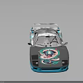 Ferrari Race Car With Silver Teal Body Custom Painted Vibrant Graphic And Stylish Rear Wing