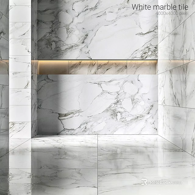 Modern Interior Wall Components With Marble Finish And LED Strip Lighting 3d model