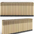 Golden Vertical Striped Storage Cabinets with Modern Design and Black Base