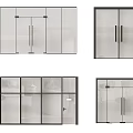 Modern Glass Double Doors Interior Design With Stylish Frames And Transparent Panels 3d model