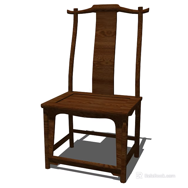 Solid Wooden Lounge Chair With High Back Classic Design And Natural Texture 3d model 