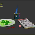 Steaming Blue Mug With Tea Bag Cookies On White Plate Notebook Pen And Spoon