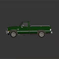 Green Classic Pickup Truck With Shiny Exterior And Open Bed Design