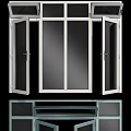 Modern Home Dining Table With Multiple Colored Frosted Glass Casement Windows For Stylish Interior Decoration