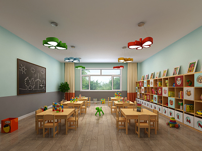 Modern Kindergarten Classroom Painting Room Music Room Reading Room Early Education Center 3d model