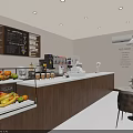 Modern Bubble Tea Shop Interior With Counter Tables Chairs Fruit Display And Menu Board