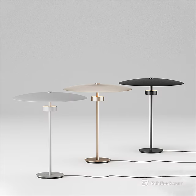 Modern Minimalist Table Lamps With Sleek Disc Shades And Slender Bases In Three Colors 3d model 