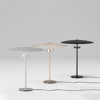 Modern Minimalist Table Lamps With Sleek Disc Shades And Slender Bases In Three Colors 3d model