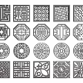 Chinese-style openwork window grilles pane 3d model