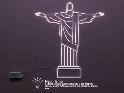 Lighting Combination Featuring Neon Christ the Redeemer Statue Design With USB Charging And Touch Switch 3d model