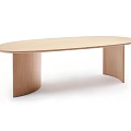 Italian Style All Solid Wood Oval Dining Table Modern Simple Arc Oak Dining Table Black Walnut Dining Table Nordic Middle Ancient Dining Table 3d model