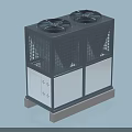 Industrial Equipment Outdoor Unit With Dual Fans Grid Casing Gray And White Design Base Stand