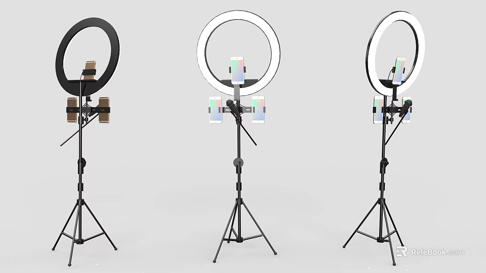 Ring Shaped Floor Lamps with Adjustable Tripod Stand for Indoor Lighting Use 3d model 