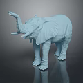 Light Blue Elephant Model Standing On Dark Background With Reflection 3d model