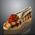 Womens Plaid Slippers with Red Flower Decoration Checkered Pattern Soft Lining Comfortable Sole