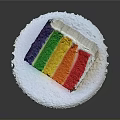Colorful Rainbow Cake Slice With Layered Colors On White Plate