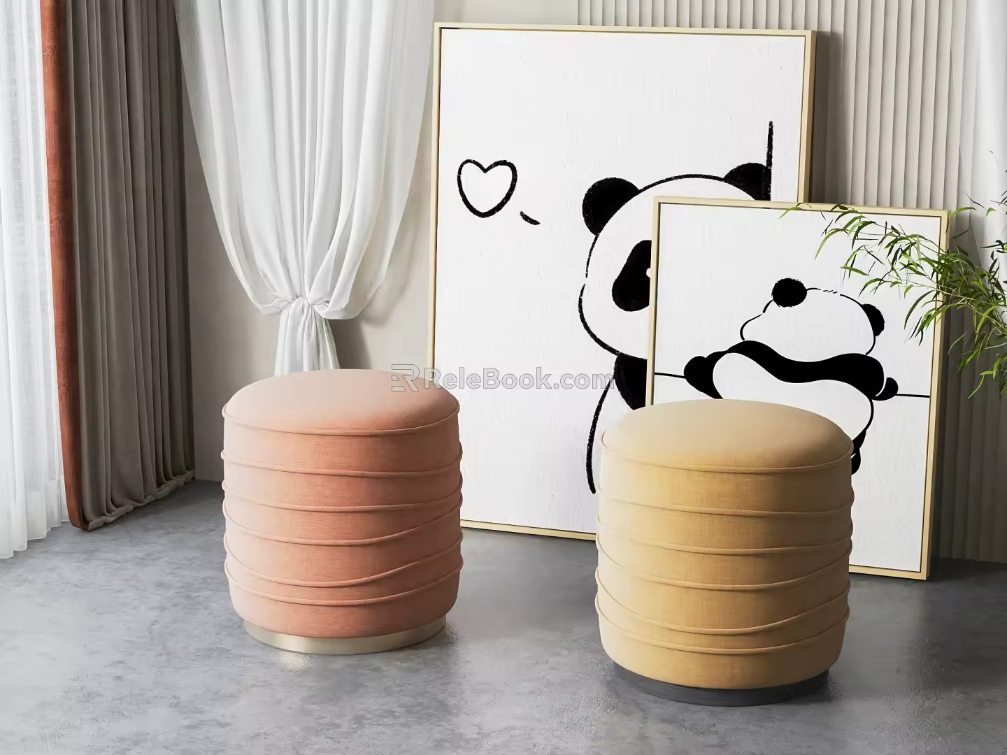 Modern sofa stool sofa stool combination 3d model