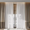 Beige Thick Curtains with White Sheer Panels for Modern Window Interior Design