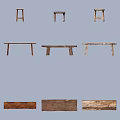 Various Wooden Stools With Different Designs And Styles For Home Decor Use 3d model