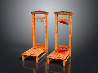 Two Wooden Frame Structures With Seat Platforms Featuring White And Red Stains 3d model