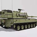 Military Green Battle Tank With Long Barrel Tracks And Turret Design