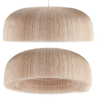 Double Dome Woven Pendant Light In Beige Natural Fiber For Modern Living Room Decor 3d model