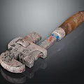 Rusty Hardware Wrench with Wooden Handle and Rustic Metal Surface Design 3d model