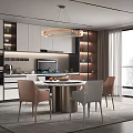 Modern dining table and chair combination 3d model