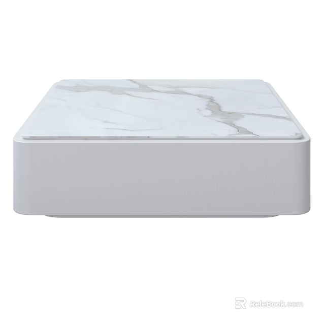Sleek Modern Dining Table with Marble Top and White Base Design 3d model 