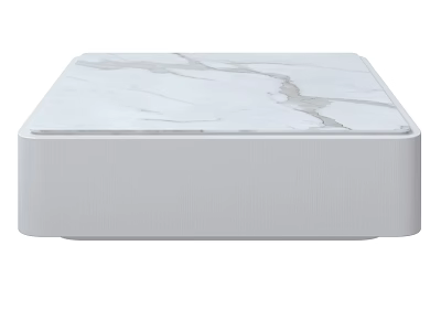Sleek Modern Dining Table with Marble Top and White Base Design 3d model