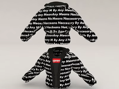 Streetwear Jackets With Repeated Text Print And Supreme Logo 3d model