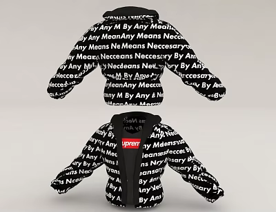 Streetwear Jackets With Repeated Text Print And Supreme Logo 3d model