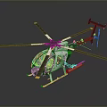 3D Model Of White Helicopter With Black Rotors And Missile On Gray Background