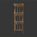 Green Potted Indoor Plant Placed on Wooden Three Tiered Shelf with Decorative Design
