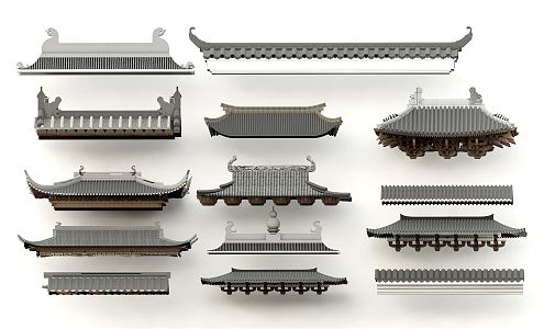 Along the Chinese eaves 3d model