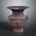 Ancient Bronze Vessel With Intricate Carvings Decorative Handles And Wide Mouth Base