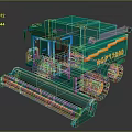 Green Combine Harvester Model AZRT 2008 With Large Wheels And Front Reaping Device 3d model
