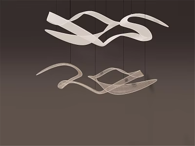 Modern Sculptural Curved White Chandelier Design With Flowing Lines For Interior Decor 3d model