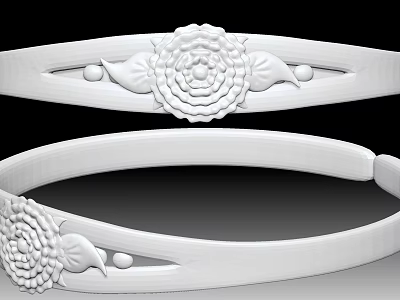 Elegant White Jewelry Bracelet Design With Carved Flower Leaf And Bead Patterns 3d model