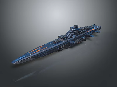Futuristic Sci Fi Warship With Advanced Blue Hull And Complex Weapon Systems 3d model
