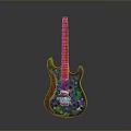 Colorful Electric Guitar With Stylish Pattern For Modern Daily Lifestyle Use